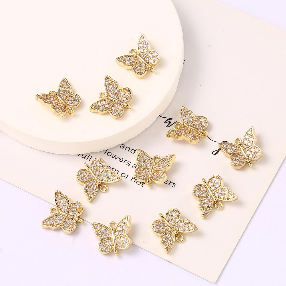 Full Diamond Single Hole Butterfly Pendant Diy Hairpin Bridal Headdress Accessories, Bracelet Necklace Pendant