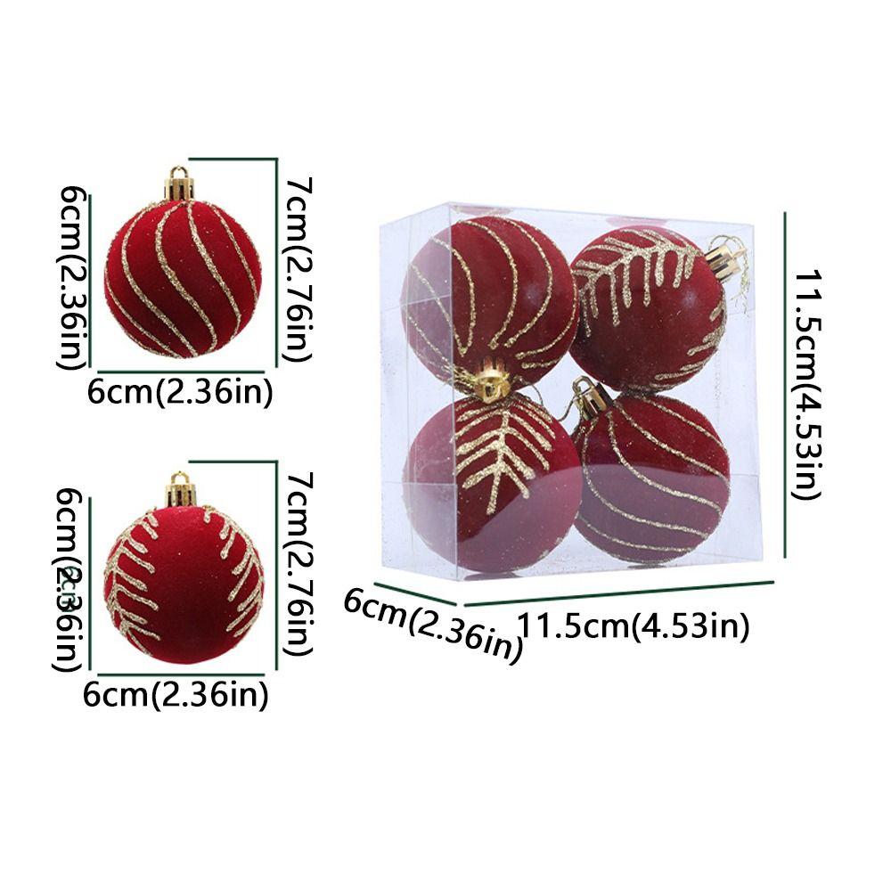 6cm Christmas Balls Set Flocking Xmas Tree Pendants Christmas Spheres Pendant  Party Favors