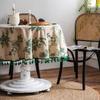 Round Tablecloth 59Inch Cotton Table Cloth Decorative Table Cover for Kitchen Dining Table Buffet Parties and Camping