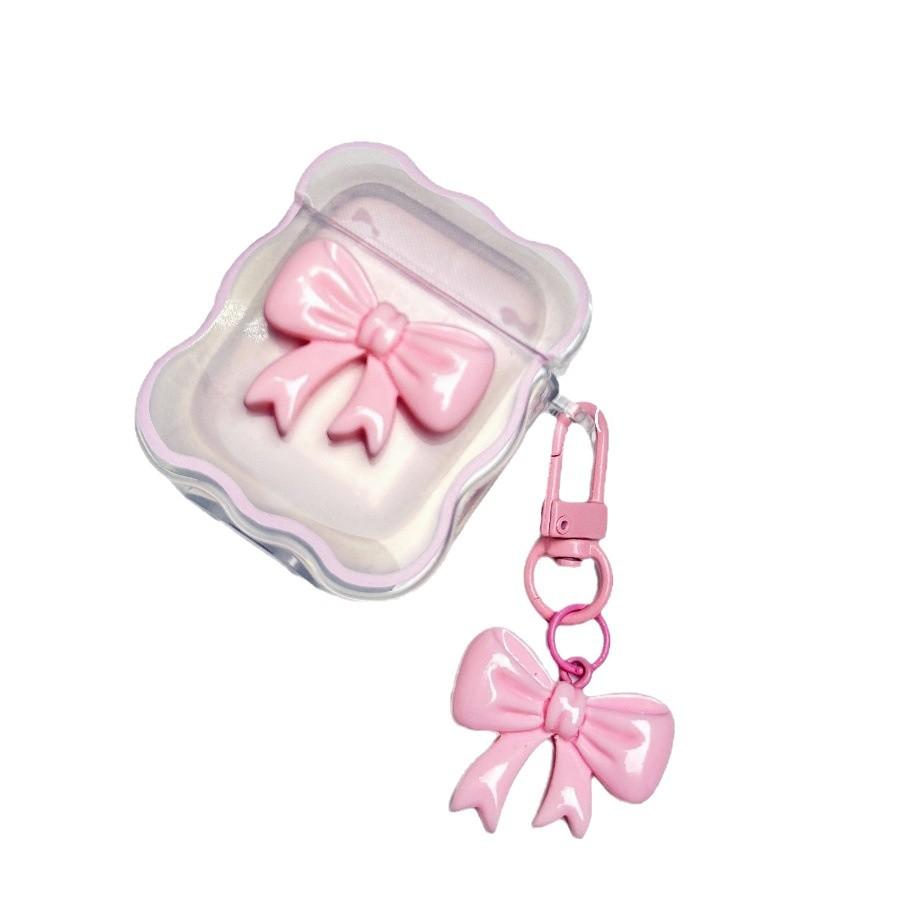 Three-dimensional Pink Bow Is Suitable for Apple AirPods1/1/1st Generation Bluetooth Headset Case Pro1 Headset Case.