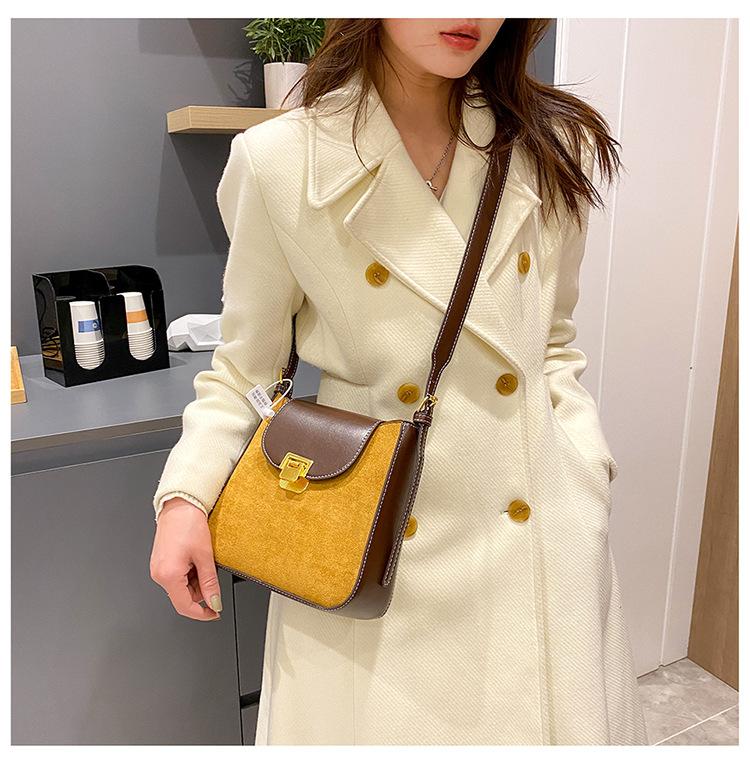 Korean version trendy fashion casual commuter women's shoulder bag European and American retro messenger bag color matching PU small square bag