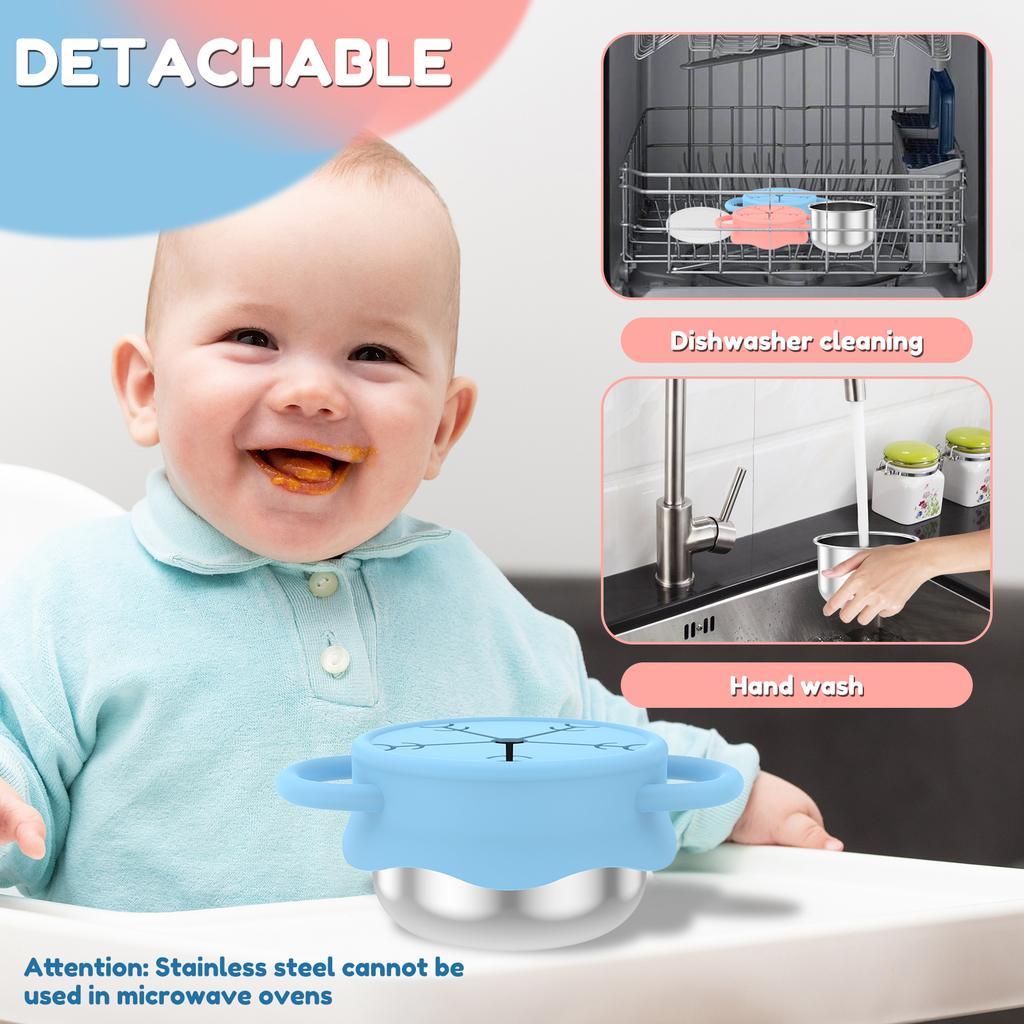 Edelstahl-Kinder-Lebensmittelbecher mit abnehmbarem, auslaufsicheren Deckel und Doppelgriff-Design, tragbarer Lebensmittel- und Snackbecher