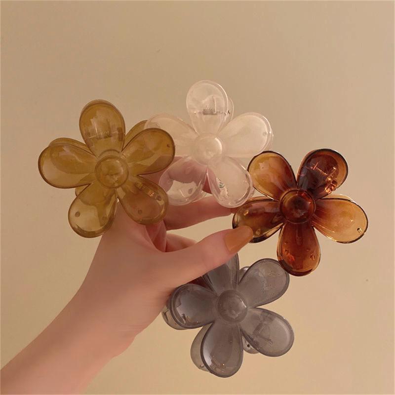 7Designs Giant Flower Cross Acrylic Hair Claw Clips for Women Accessories Jewelry Korean Jelly Large Resin Crab Clamp Headwear