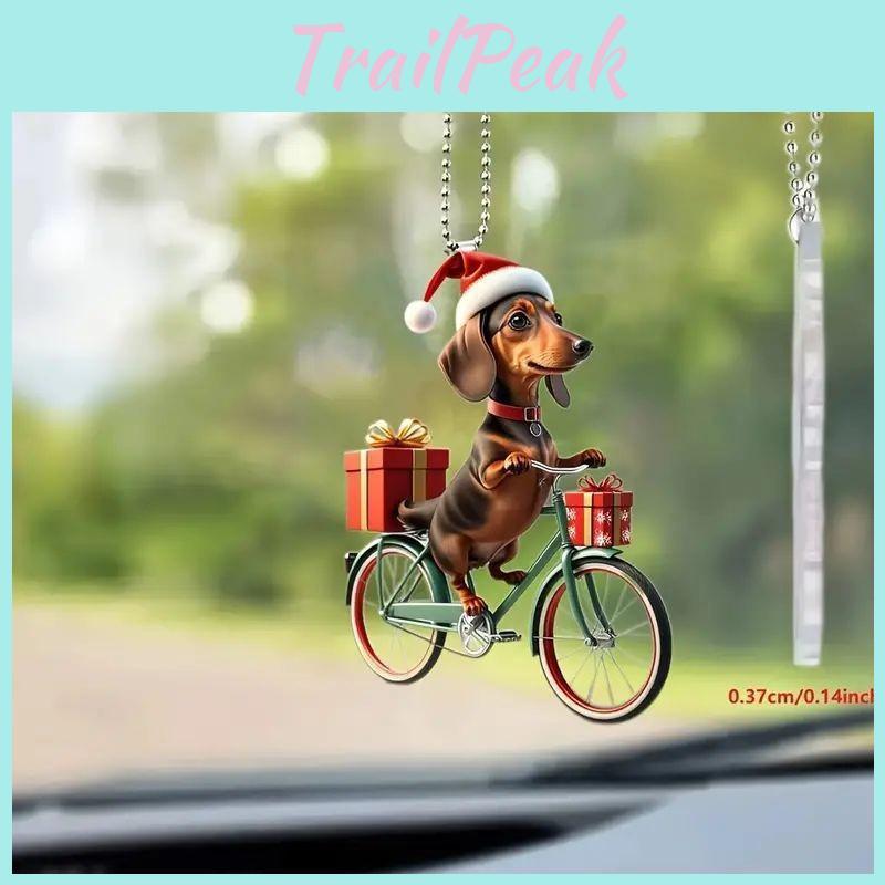 Christmas Acrylic Dog Pendant Car Ornament Cartoon Style For Auto Decor Interior