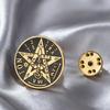 Dawapara Tetragrammaton Pentagram Brooch Pins Sacred Symbol Protection Amulet Stainless Steel Brooches Accessories