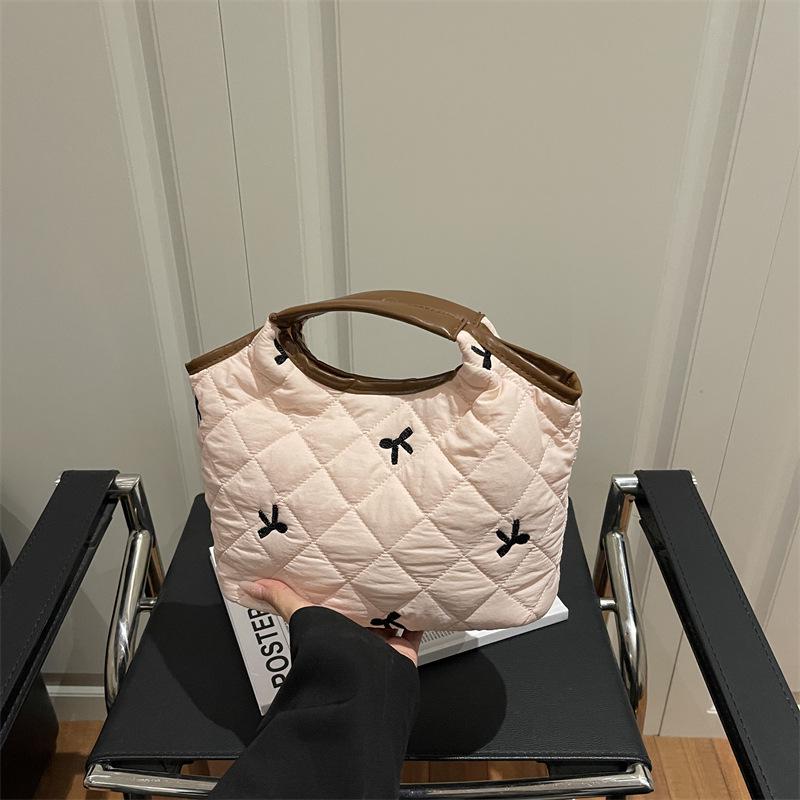 Корейская клетчатая осенне-зимняя сумочка - Маленькая сумка-тоут с высококачественной вышивкой