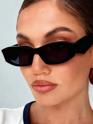 Vintage Small Frame Cat Eye Sunglasses for Women Fashion Brand Designer High-end Polygonal Sun Glasses Eyewear