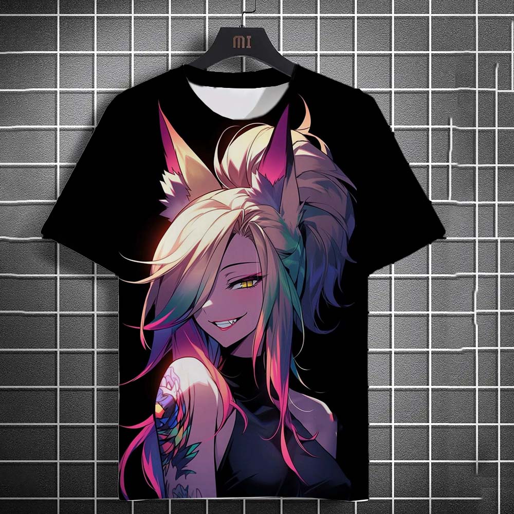 Men's T-shirt Fashion Cartoon Tattoo Girl Graphic T Shirts Summer Casual Harajuku Streetwear 3D Printed Hip Hop Unisex Top Tees