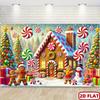 2D Flat Printing Winter Gingerbread Backdrop for Kids Christmas Party