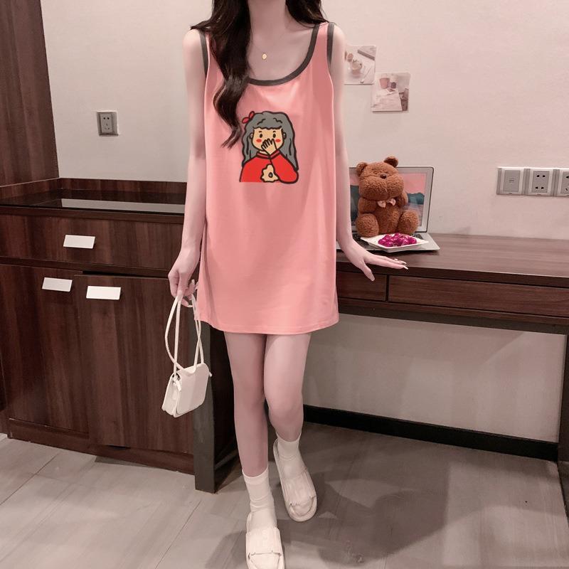 

Женское летнее платье-безрукавка без рукавов для сна, сексуальное платье-футболка с бретелькой через шею для девочек XXL