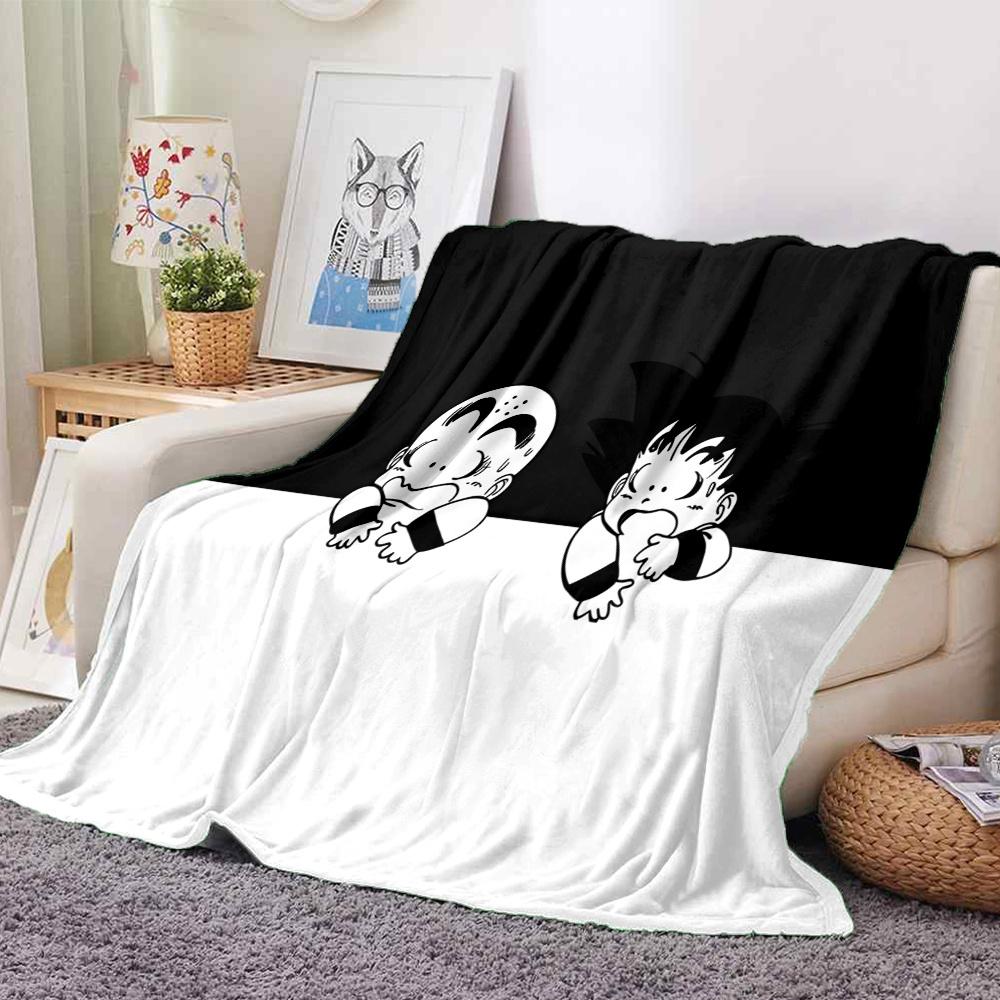 1PC Cute Cartoon Son Goku Patterned Flannel Blanket Suitable For All Seasons For Home Decor Warmth And Comfort Gifts Holiday Present