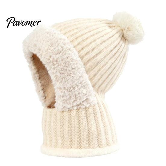 Passamontagna Invernale per Uomo e Donna, Passamontagna Antivento, Cappello Maschera da Sci a Maglia, Cappello a Maglia Foderato in Pile con Scaldacollo Scalda Teste, Pompon, Accogliente Freddo