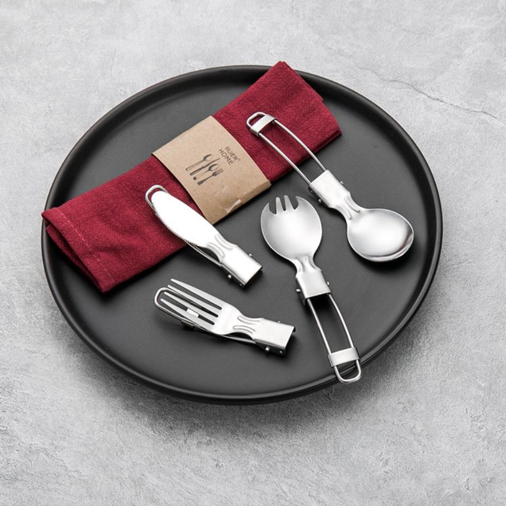 Picnic Travel Tableware Utensils Stainless Steel Camping Fork Cutlery Spork Spoon