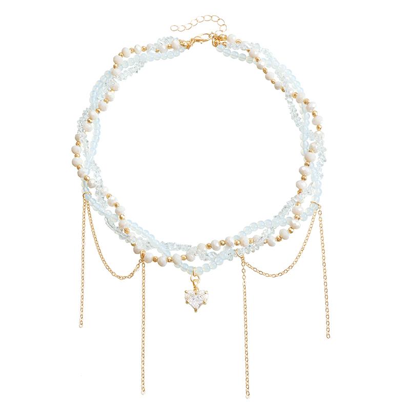 Mode Exquisite Mehrschichtige Herz Quaste Halsketten Für Frauen Mädchen Leichter Luxus Schlüsselbein Kette Schmuck Zubehör Geschenke