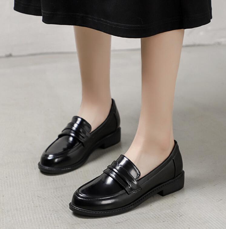 Brown Oxford Single Shoes Women British Dress Brown Leather Shoes Student Slip On Microfiber Creepers Soft Comfy Flats Loafers