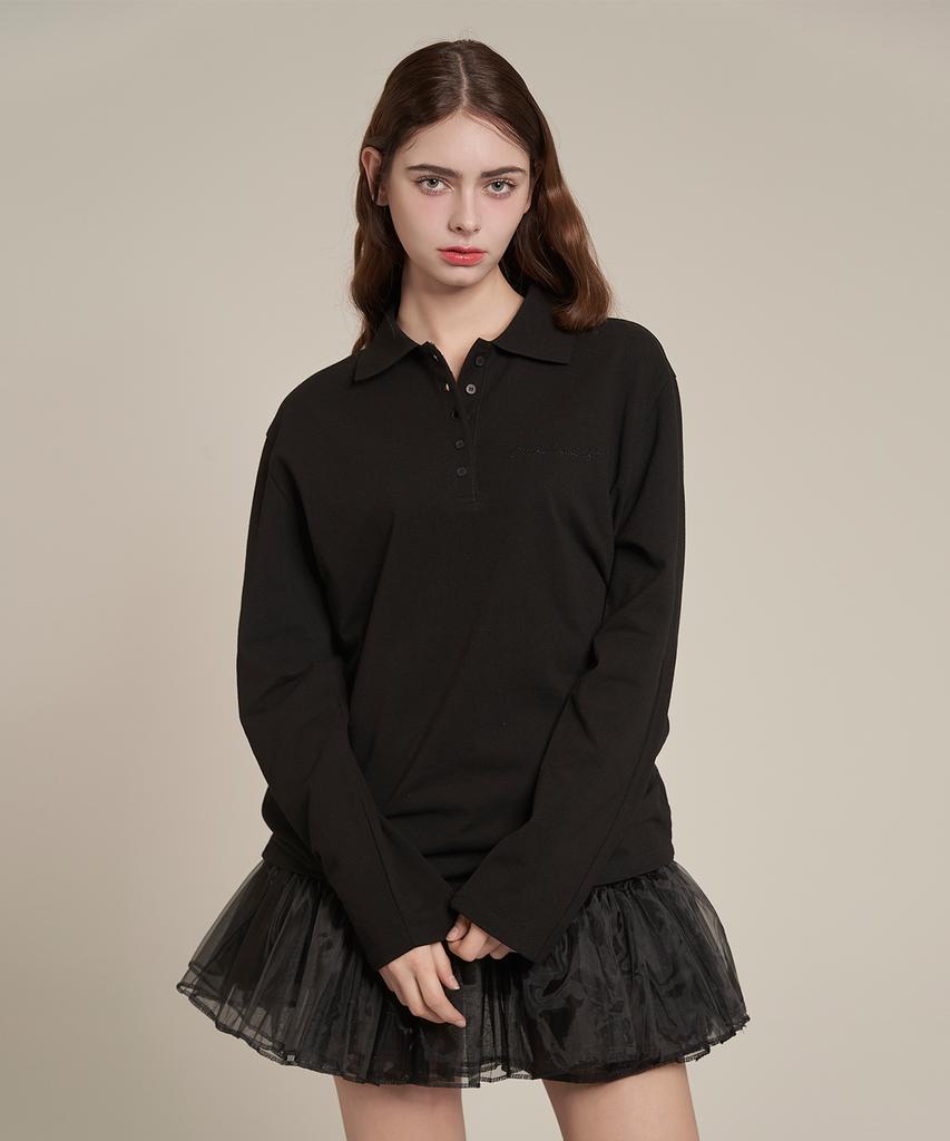 Iteoneolmomeonteu Hidden Logo Pique Shirt _ Black