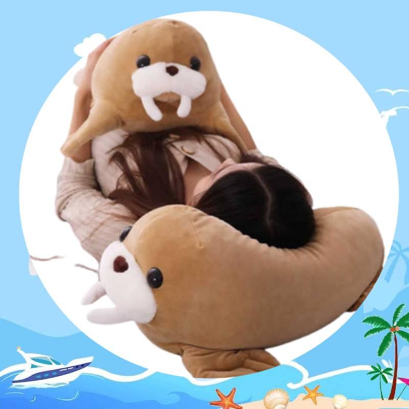Soft Plush Stuffed Animal Walrus Pillow For Bedroom Or Office Decor