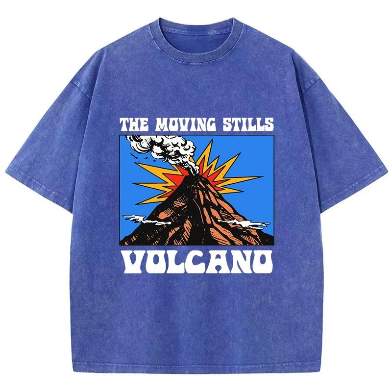 Oversized Women Washed T-Shirts Volcano Manga Printed Tee Shirts Cotton Distressed Oversize Tees Vintage Female Clothes