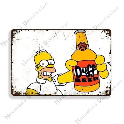 The Simpsons Duff Beer Metal Tin Sign 30x20cm, Cartoon Bar Wall Decor