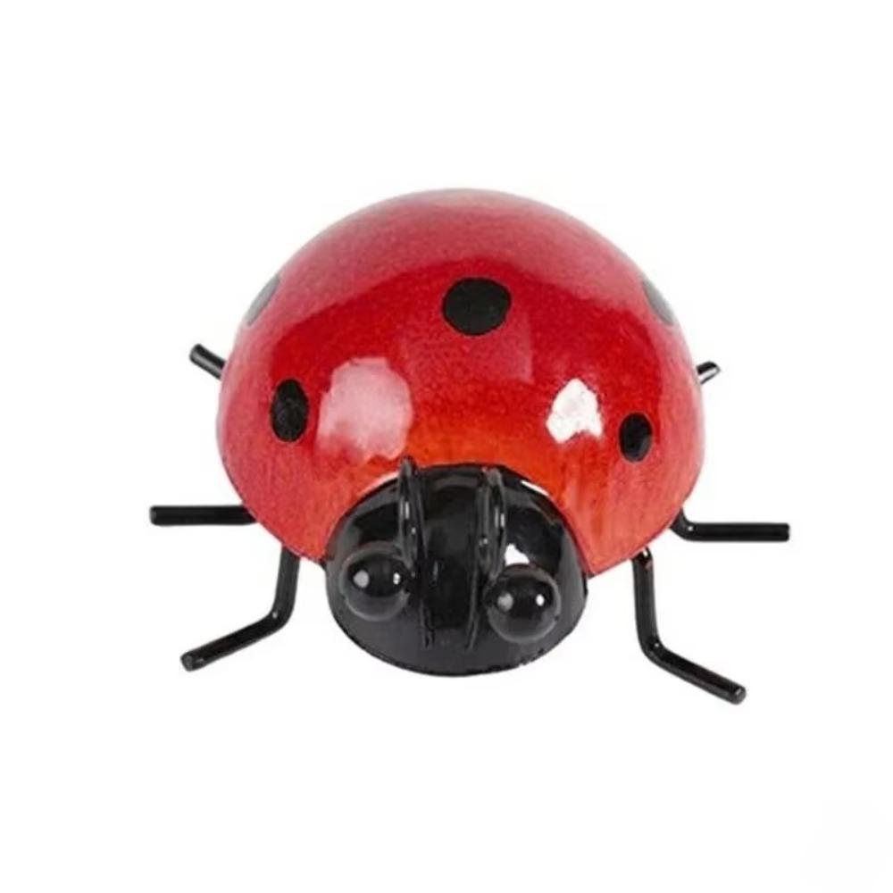New Metal Material Mini Ladybug Hanging Design Mini Size Beetle Fence Hanger Cute Garden Figurine Outdoor Decor
