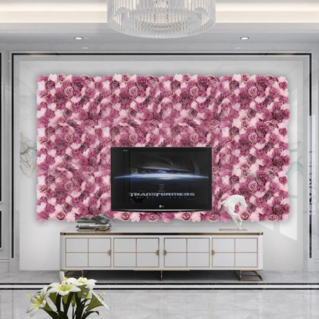 6 Pack Artificial Flower Wall Panel, Silk Rose Flower Wall Decor, 24x16 Inches, Fake Flower Backdrop for Wedding, Party, Church