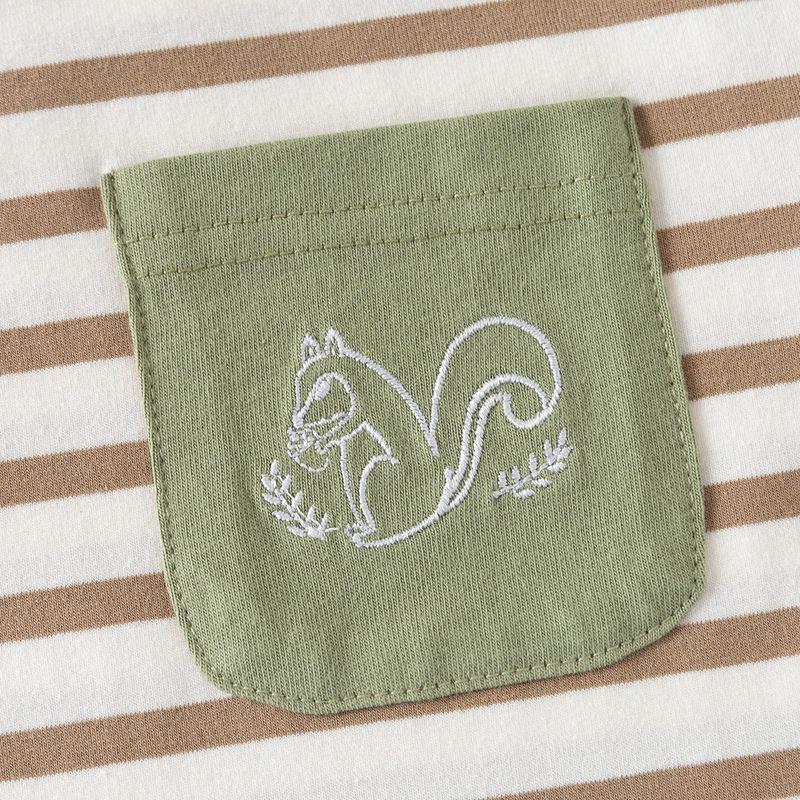 Spring and Autumn Kids Stripes Long Sleeve T-shirt Clothes Children's Clothing Baby Boy Squirrel Bottoming Shirt Boy Fake Two-Piece Tops