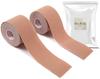 Kinesiology 2 Muscle and Joint 5cm X 5m Tape, Rolls, Support, Breathable, Stretchy, Sweat-Resistant, (M&Boo) (Beige)