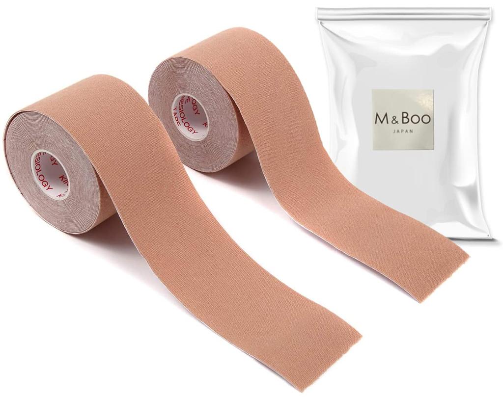 Kinesiology 2 Muscle and Joint 5cm X 5m Tape, Rolls, Support, Breathable, Stretchy, Sweat-Resistant, (M&Boo) (Beige)