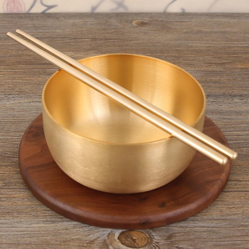 Korean Copper Bowl, Pure Copper Household Rice Bowl 4.5-inch Bowl, Single Anti-drop Pure Manual Thickened Baby and Children's Edible Bowl