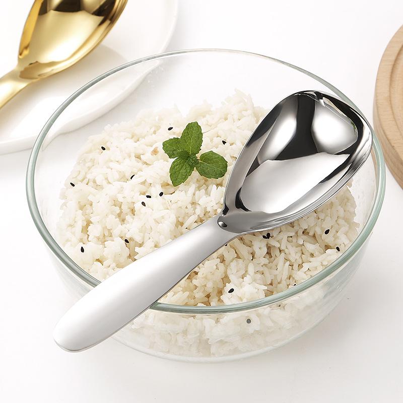 Gold Stainless Steel Thickened and Deepened Communal Distribution Household Rice Porridge Spoon Large Soup Spoon Cooking Spoon
