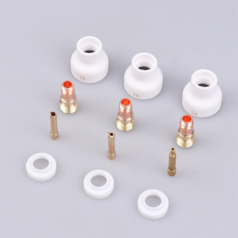 4Pcs Torches WP17 18 26 Stubby Collets Body Gas Lens Set TIG Welding 1.6/2.4/3.2mm White Ceramic Nozzle Alumina Cup Kit