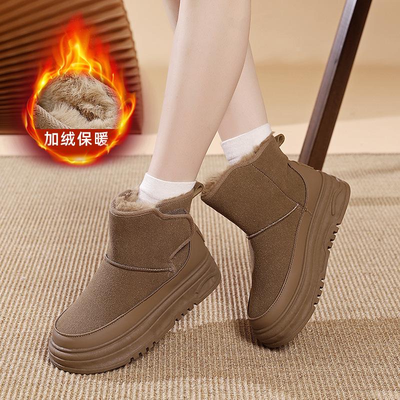 

Velcro snow boots cotton boots for women s 2025 winter new thick-soled heightening and velvet thermal short tube for children RD7340 40