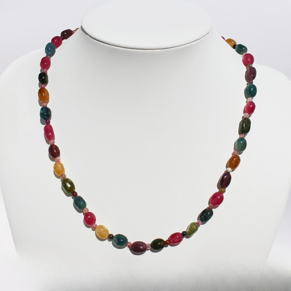 

Летнее оригинальное нишевое многослойное ожерелье с турмалином из камня желаний, женская цепочка на ключицу с камнем удачи и богатства 226