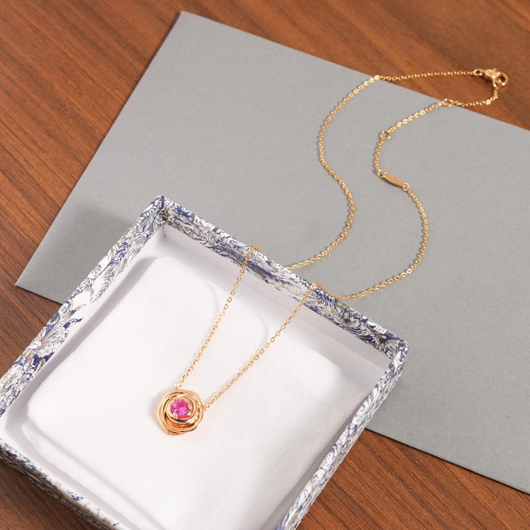 

2023 New Hot Brand Vintage Diamond Necklace For Women Luxury Jewelry Designer Pendant Rose Flower Fine Quality Link Necklaces