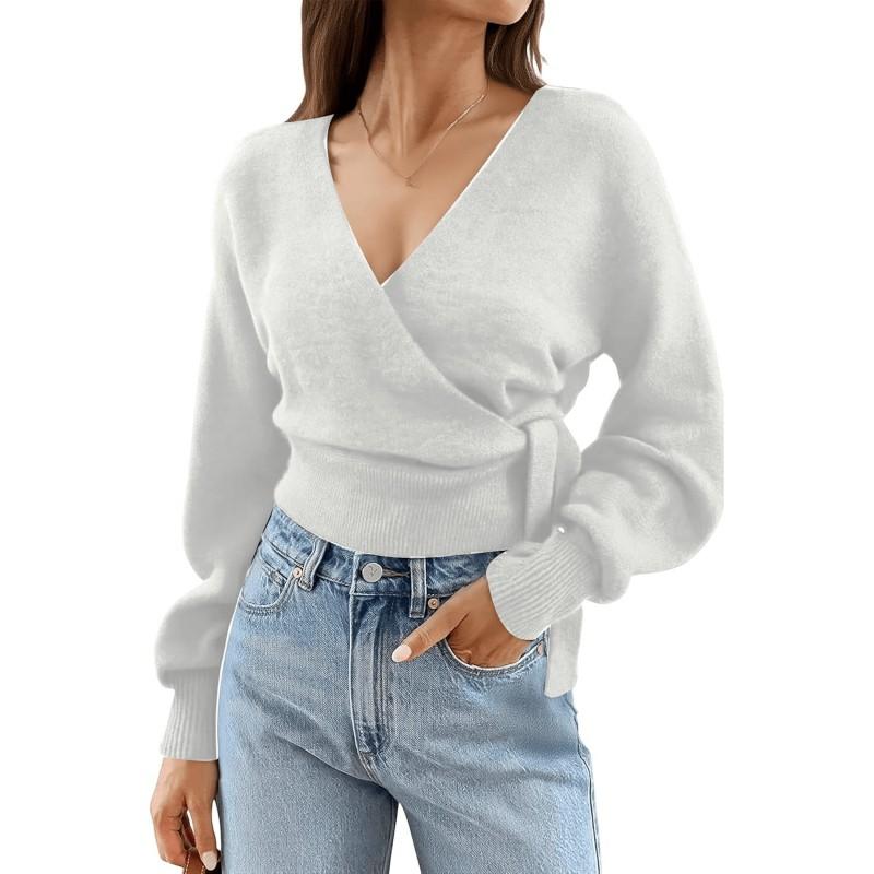 Womens V-Neck Long Sleeve Knit Cardigan Slim Fit Casual Sweater