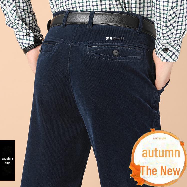 Men's Corduroy High-Waisted Loose Casual Trousers for Autumn/Winter (50+, Large Size)