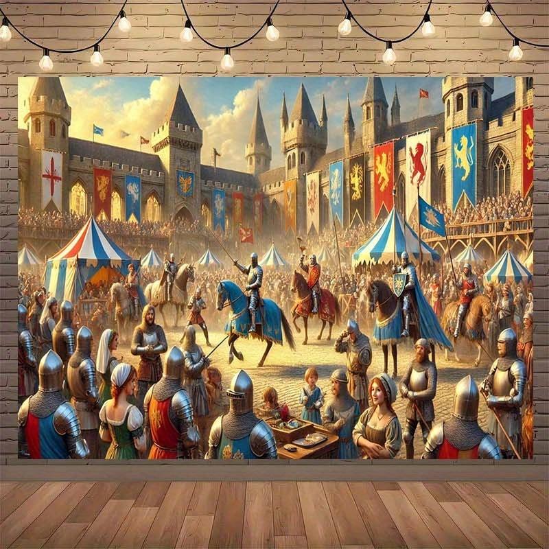 1 pièce, tissu de fond de célébration de chevalier médiéval, décoration de fond, chambre, jardin, accessoires de studio photo -XY