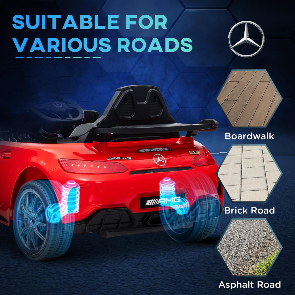 Elektrisches Kinderauto, Mercedes, 3-5 km/h, Fernbedienung, Licht & Musik, Rot