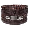 Retro Woven Cowhide Leather Men's Bracelet Set - European & American Handmade DIY Knot