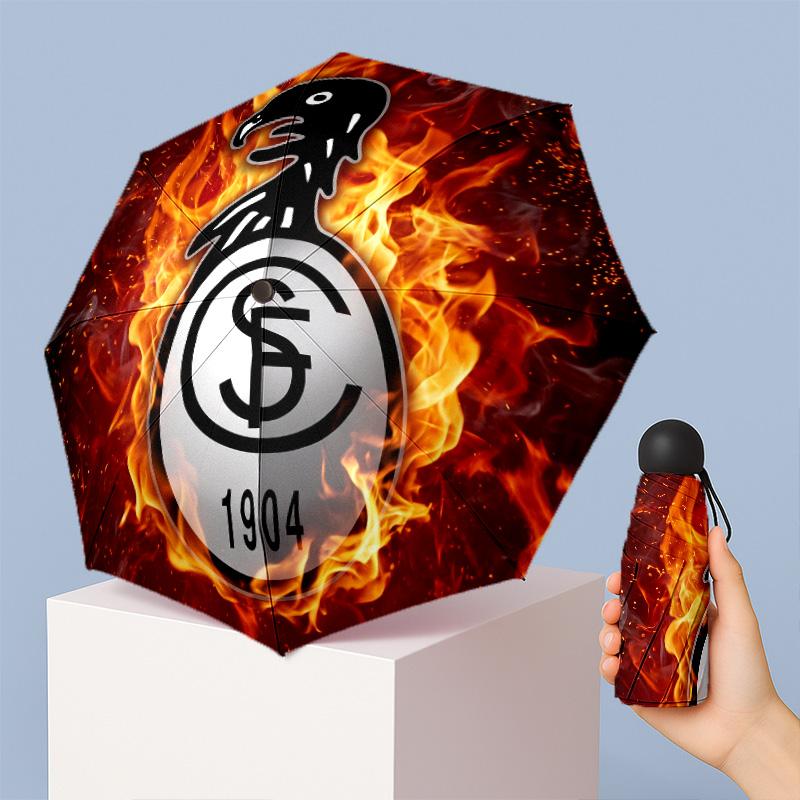 SC Freiburg FC Mini 5 Fold Pocket Umbrella Compact Lightweight Anti UV Rain Sun Protection Umbrella Portable Travel Umbrella