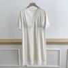 Dames IJszijde Kant Nachtjapon met Borstkussentjes - Sexy Vallende V-hals Pyjama, Comfortabele Luie Stijl