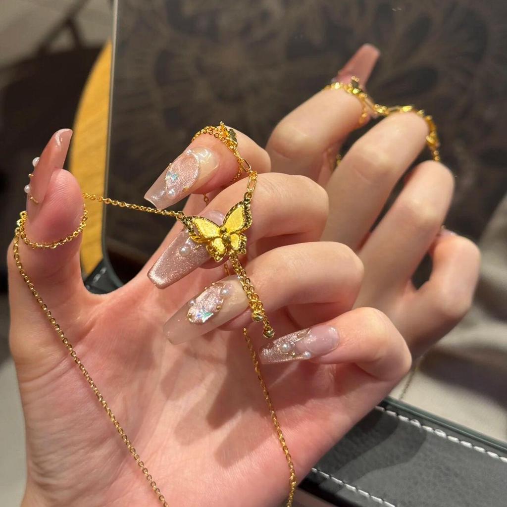 Gold Plated Fairy Butterfly Tassel Necklace - Women's Luxury Clavicle Choker Accessories