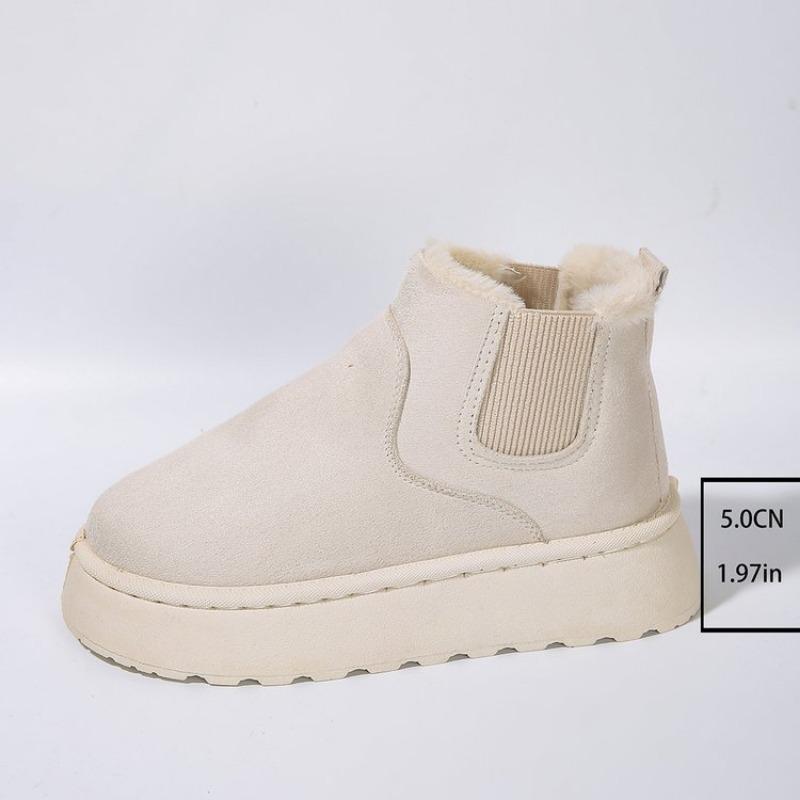 Snow Boots Women's Shoes Thick-soled Cotton Shoes with Fleece Round Head Covers Short Anti-slip Cotton Boots