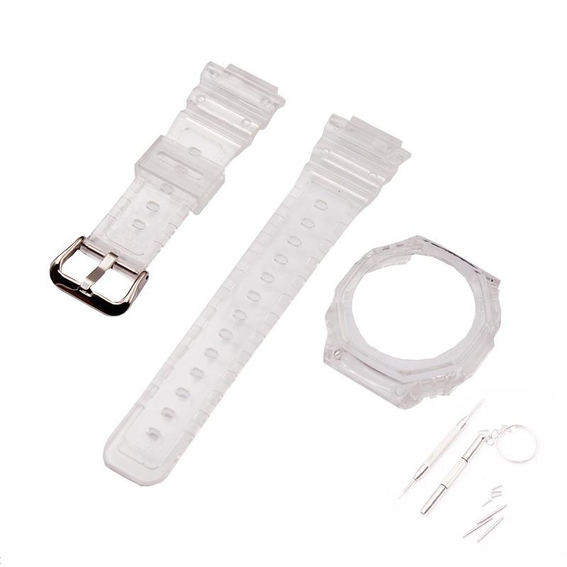 

Аксессуары для часов, корпус с полимерным ремешком, подходящий для серии GA2100, водонепроницаемый ремешок для часов для мужчин и женщин 16mm прозрачный