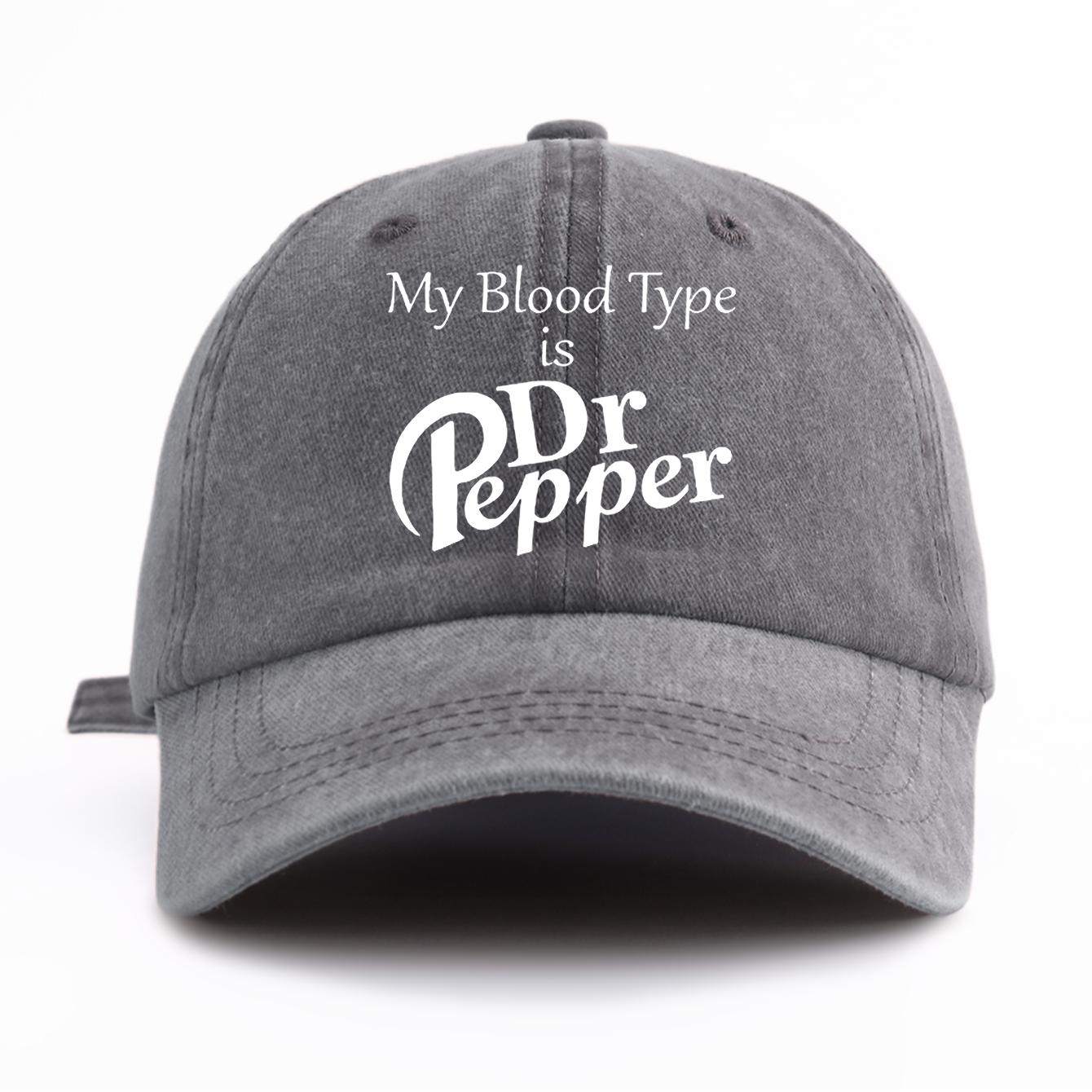 

1pc Drpepper Print Washed Baseball Cap for Adults, Minimalist Retro Style Casual Soft Adjustable Dad Hat, Perfect As Gift серый