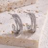 ZAKOL Niche Design Shiny Zircon Inlaid Stud Earrings for Women Fashion Sliver Gold Color CC-shaped Earring Accessories