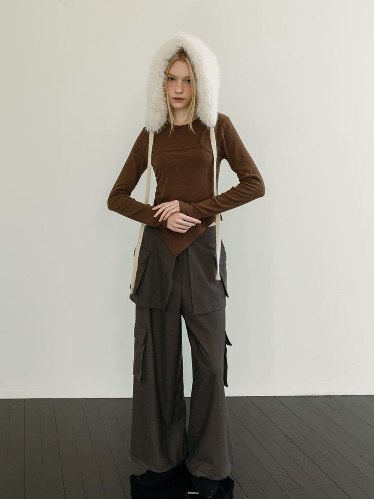 MOIFAIRE Wool Pocket Layered Pants / Charcoal