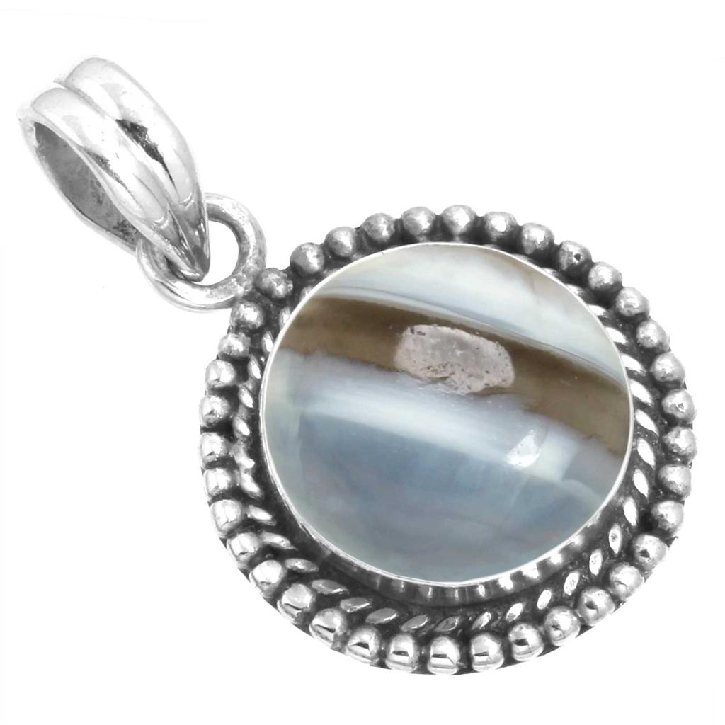 925 Sterling Silver Pendant Women Gemstone Handmade Jewelry Birthday Gift Amazonite Angelite Blue Opal Botswana Agate Mohave Azurite Chrysocolla