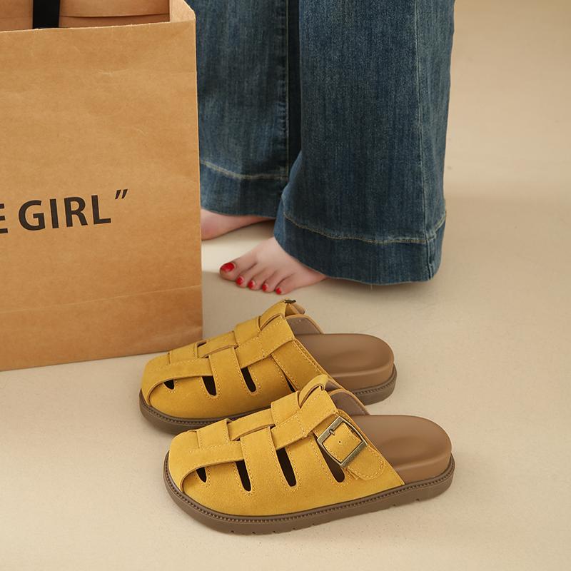 Female Shoes Cover Toe Ladies' Slippers Luxury Slides Platform 2025 Designer Retro Slippers Casual Cover Toe Shoes Slides Sliper