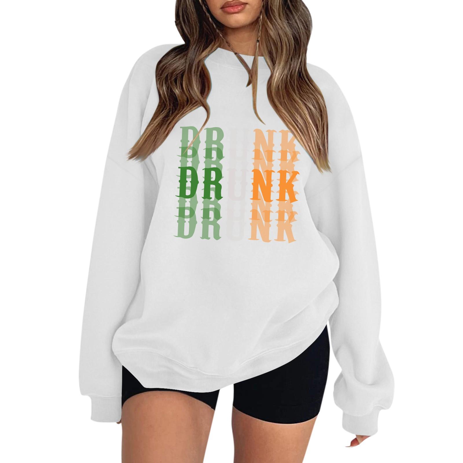 

Женская повседневная мода ко Дню святого Валентина с принтом, длинным рукавом, круглым вырезом, толстовки, пуловеры, топы XL белый